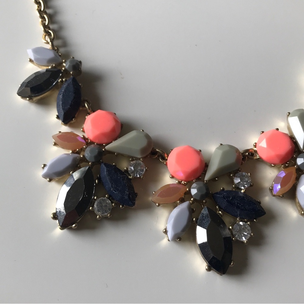 J.CREW Statement Necklace - COBALT BLUE PEACH - Picture 2 of 5